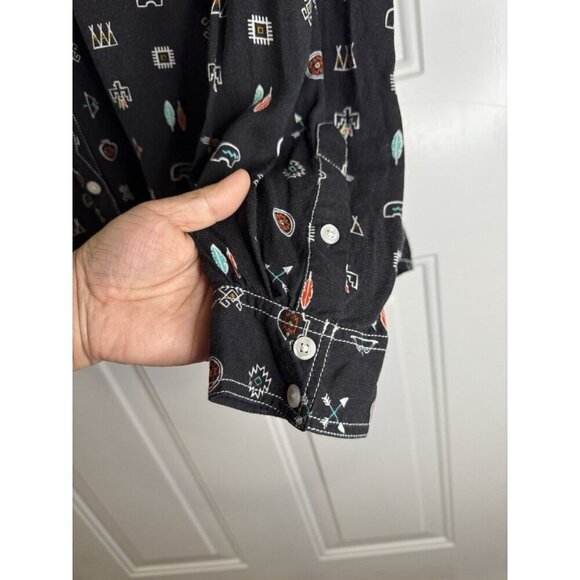 PANHANDLE Button Up Tunic Shirt Western Aztec Cowboy Rodeo Indian Soft Light 3X - Picture 4 of 8